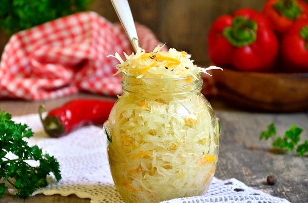 Pickled cabbage.