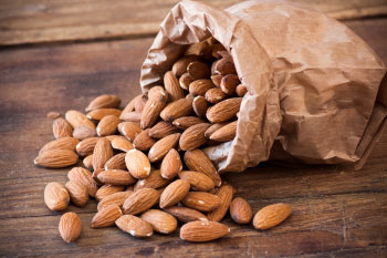 almonds in a bag for healthy snack