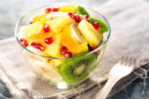 fruit bowl on wooden table