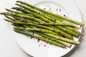 asparagus on white plate for collagen