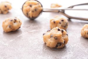 cookie dough balls with scooper