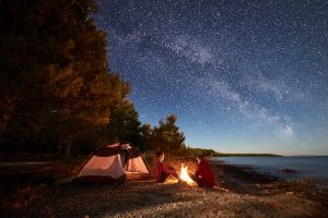 camping by the ocean and under the stars